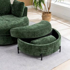 42.3W Upholstered Swivel Accent Chair with 4 Pillows and Half-Moon Storage Ottoman