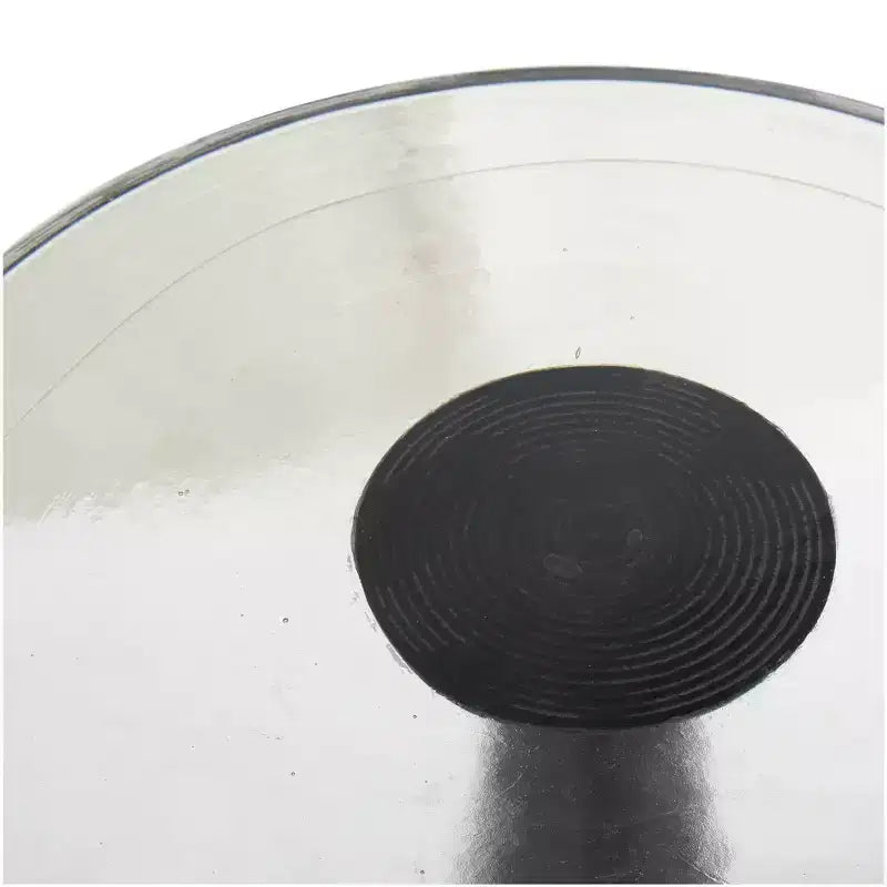 Aluminum Geometric Cone Accent Table with Textured Glass Tabletop 24 in