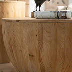 Retro round storage coffee table, made of wood, suitable for living room, dining room or office.