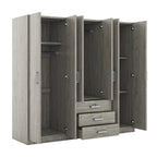6-Doors Wooden Wardrobe Storage with 3 Big Drawers for Bedroom