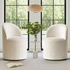 Modern Chenille Upholstered Swivel Accent Chair with Casters, Armless Rolling Lounge Chair for Living Room, Bedroom, or Home Office-Panipeachy