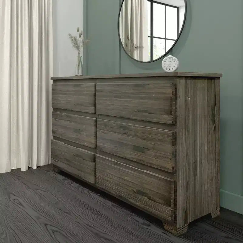 Solid Wood Farmhouse 6 Drawer Dresser
