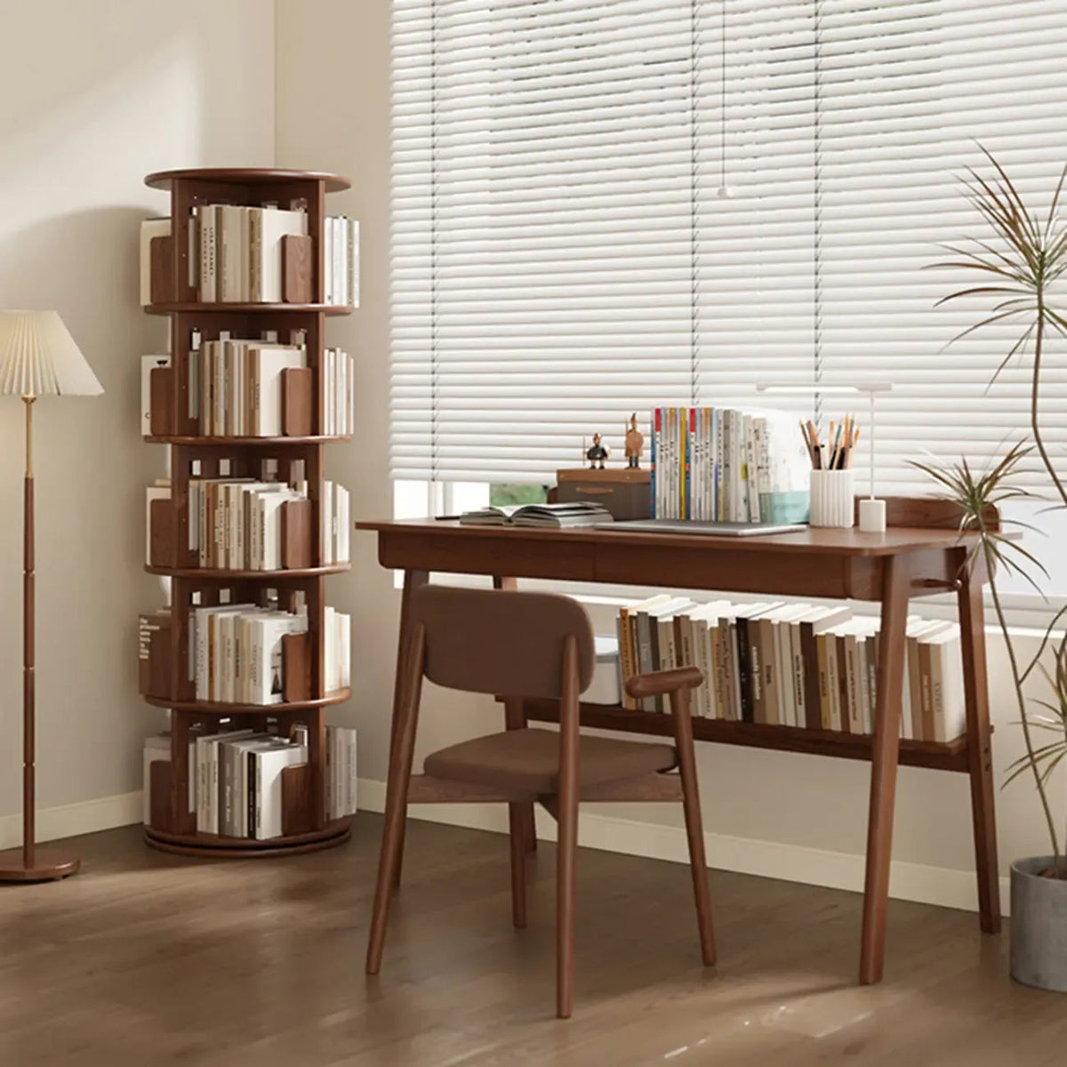 Wooden Vertical Narrow Rotating Bookcase