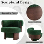 Whisen 360 Swivel Barrel Chair with Sculptural Bentwood Design, Solid Wood Frame, 32 Wide, Versatile for Living Room and Bedroom