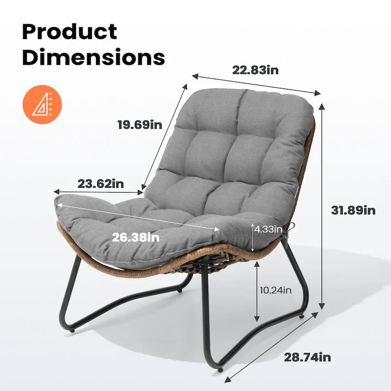 Papasan PE Rattan Chair with Cushion For Indoor Outdoor