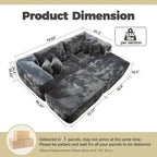 HOOOWOOO Modern Plush Sectional Sofa L-shaped Couch with Removable Ottoman