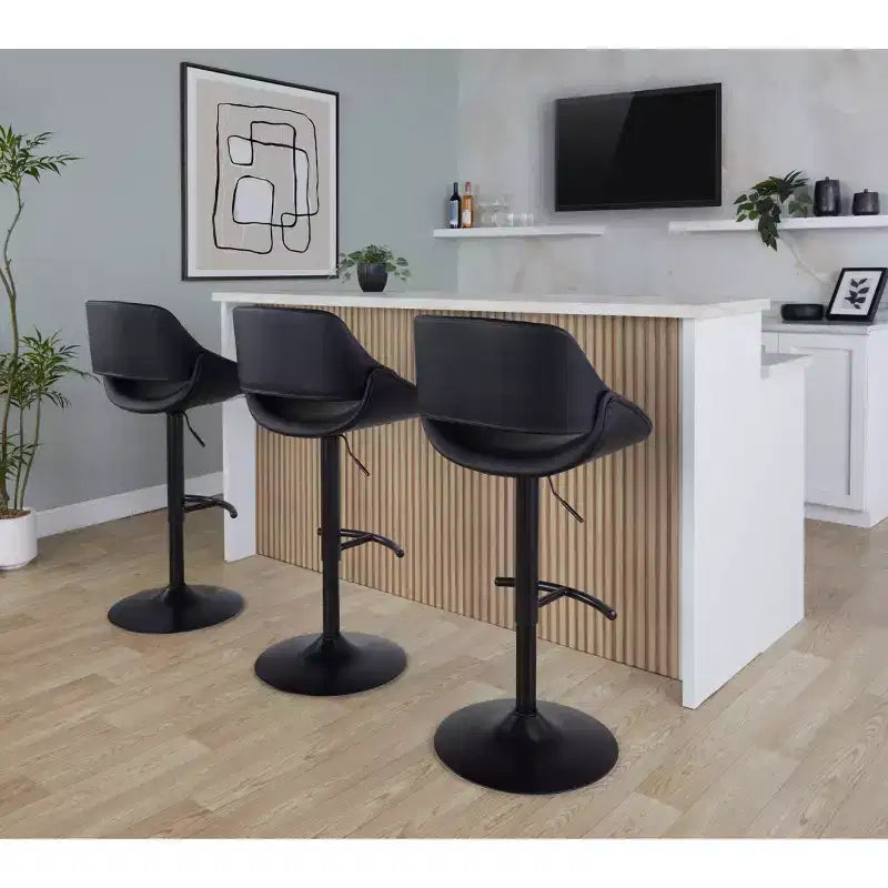 LumiSource Set of 2 Fabrico Adjustable Barstools PU
