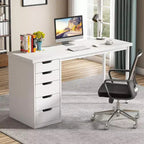 Lantine Computer Desk with 5 Drawers, 47 inches Modern Simple Home Office Desk Study Writing Table for Small Spaces