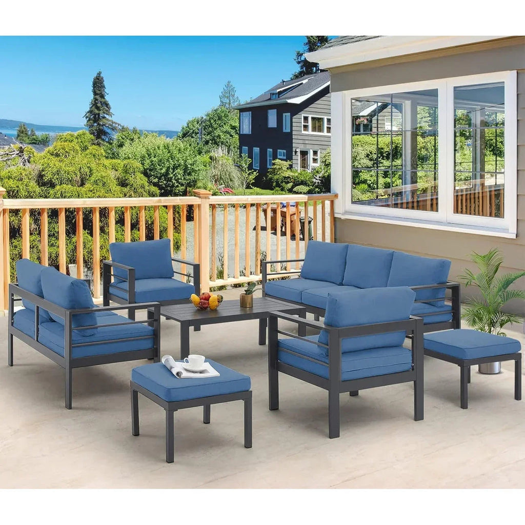 AECOJOY 7 Pieces Aluminum Patio Furniture Set Outdoor Conversation Set