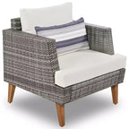 Whisen 6-Pieces All Weather PE Wicker Sofa Set, Outdoor Rattan sofa With Double Cushions