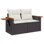 vidaXL 4 Piece Patio Sofa Set with Cushions Poly Rattan Acacia