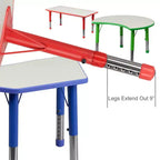 Emma and Oliver 23.625W x 47.25L Rectangular Plastic Height Adjustable Activity Table Set with 6 Chairs