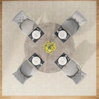 47 Inch Round Dining Table for 4, Wood Farmhouse Dinner Dinning Table for Kitchen Dining Living Room