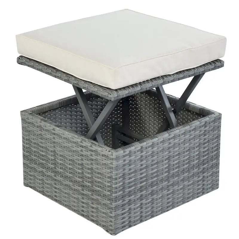 Outdoor Gray Wicker Daybed with Cushions and Retractable Canopy