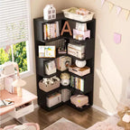 6-tier Corner Bookshelf, Space-saving Display Shelving Unit