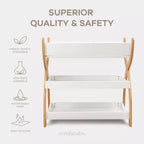 Comfy Cubs Baby Changing Table - Sturdy Wood Construction, Timeless Look with Two Open Shelves for Infant Essentials