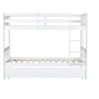Twin Over Twin Modern Wood Bunk Bed with Trundle, Convertible into 2 Beds