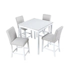 Modern 5-Piece Dining Set with Square Counter Height Table & 4 Upholstered Chairs