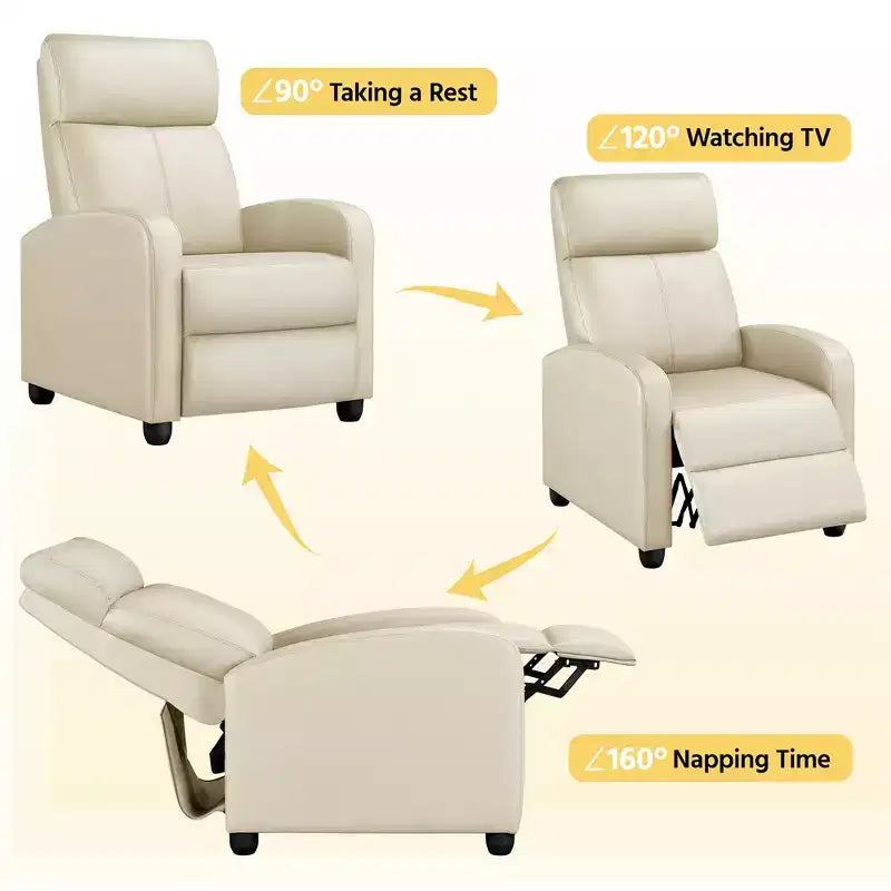 Yaheetech Set of 2 Modern PU Leather Recliner Sofas for Living Room, Bedroom