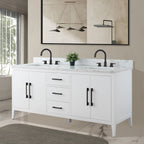Vanity Art 72 Double Sink Bathroom Vanity Cabinet with Engineered Marble Top