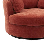 Upholstered Swivel Barrel Armchair Club Chair With Metal Base