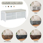 43.30 Solid Wood Storage Bench with Contemporary Distressed Blinds