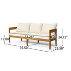 Christopher Knight Home Safira 5 Piece Patio Rustic Acacia Wood Conversation Set with Thick Cushions