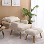 Okak Modern Accent Chair Living Room Chair with Ottoman and Adjustable Backrest Comfy Upholstered Armchair for Lounge Office Bedroom