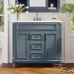 36 Modern Bathroom Vanity with Top Sink and Mirror Cabinet,2 Doors and 2 Drawers