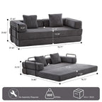 Convertible Floor Sofa Bed with Pillow Back Chenille Fabric for Living Room Bedroom