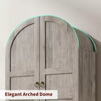71 High Arched Bookcase, Wooden Arched Bookshelf With Doors and Drawers, Large Arched Display Bookcase With Storage, Suitable for Office Living Room