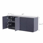 59 Modern Spiral Sideboard Buffet Cabinet, Low Profile Art Entryway Storage Cabinet with 3D Ripple Texture Doors