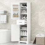 Freestanding Bathroom Cabinet with 2 Doors, Adjustable Shelves & Door Storage ,Tall Bathroom Organizer