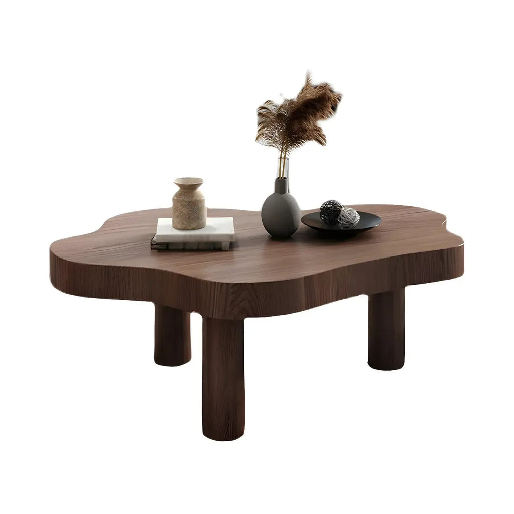 Natural Cloud-Shaped Pine Coffee Table with 3 Legs