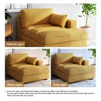 Oversize Corduroy Chaise Lounge Modular Sectional Sofa with Pillow