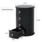 No Assembly Solid Wood End Table, Vintage Round Side Drawers Table
