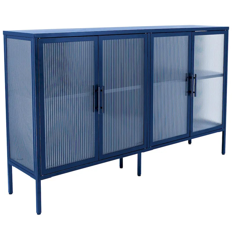 Metal Tempered Glass Cabinet with Adjustable Shelf