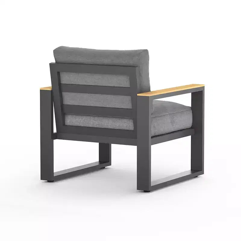 Heynemo Aluminum Outdoor Armchair, 2 Pieces All-Weather Metal Patio Single Sofa, Patio Conversation Set for Porch Backyard Garden