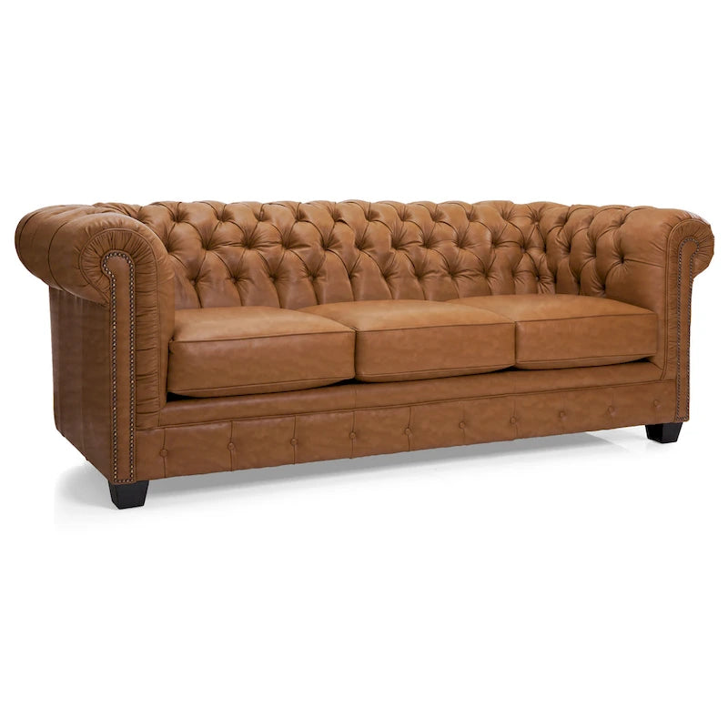 Hancock Tufted Top Grain Italian Leather Chesterfield Sofa - 31 H x 86 W x 40 D