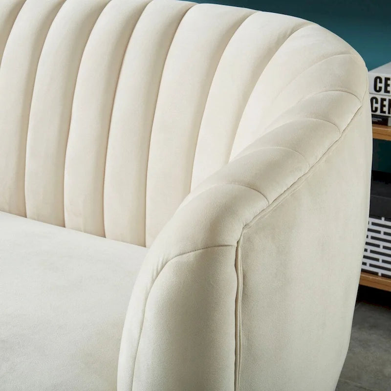 Albany Contemporary Velvet Microfiber Tufted Love Seat by Silver Orchid