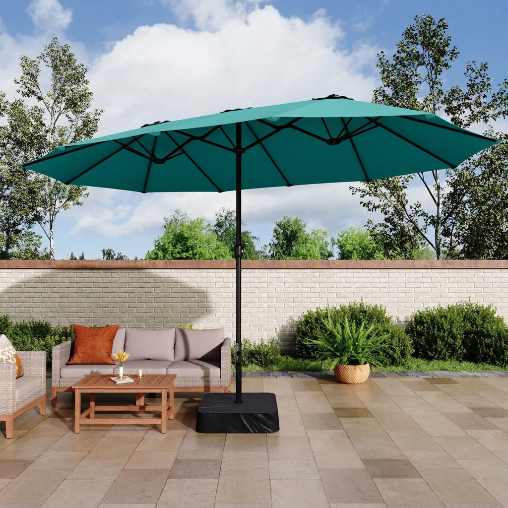 MAISON ARTS 15ft Double-Sided Patio Extra Large Twin Umbrella with Base Included