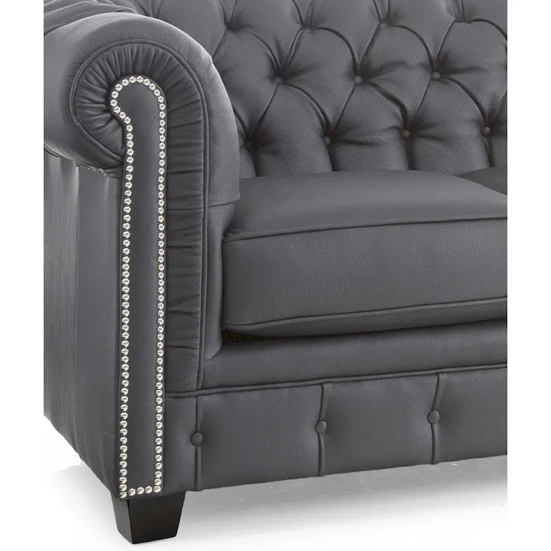 Hancock Tufted Top Grain Italian Leather Chesterfield Sofa - 31 H x 86 W x 40 D