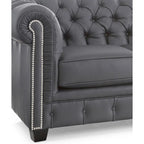 Hancock Tufted Top Grain Italian Leather Chesterfield Sofa - 31 H x 86 W x 40 D