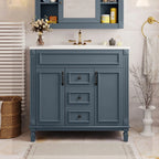 36 Modern Bathroom Vanity with Top Sink and Mirror Cabinet,2 Doors and 2 Drawers