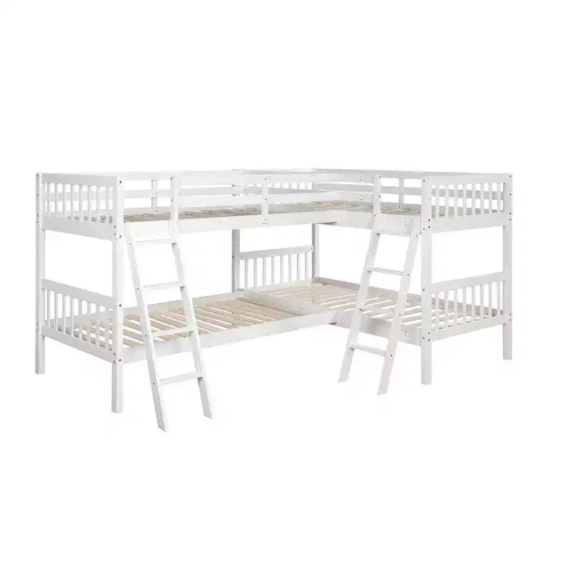 Whisen Twin-Over-Twin L-Shaped Bunk Bed with Ladder