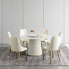 53 Round Dining Table for 6 with Sintered Stone Tabletop and Lazy Susan