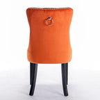 High Back Dining Chairs Set of 2, Upholstered PU Leather Kitchen Chairs Side Chair with Rear Handle Wood Legs
