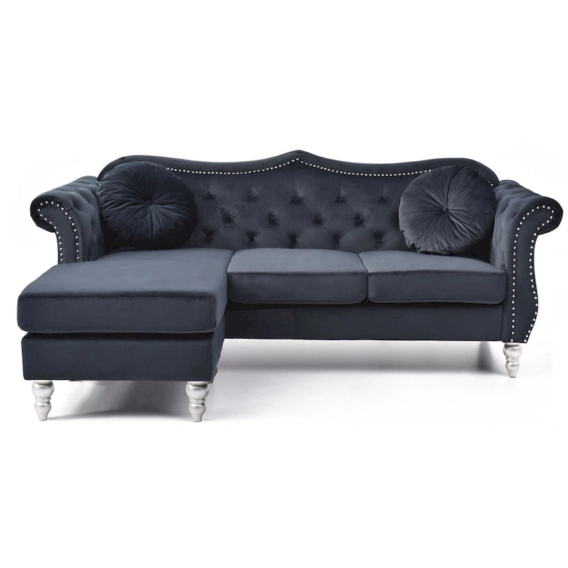 Hollywood Velvet Sofa with Reversible Chaise