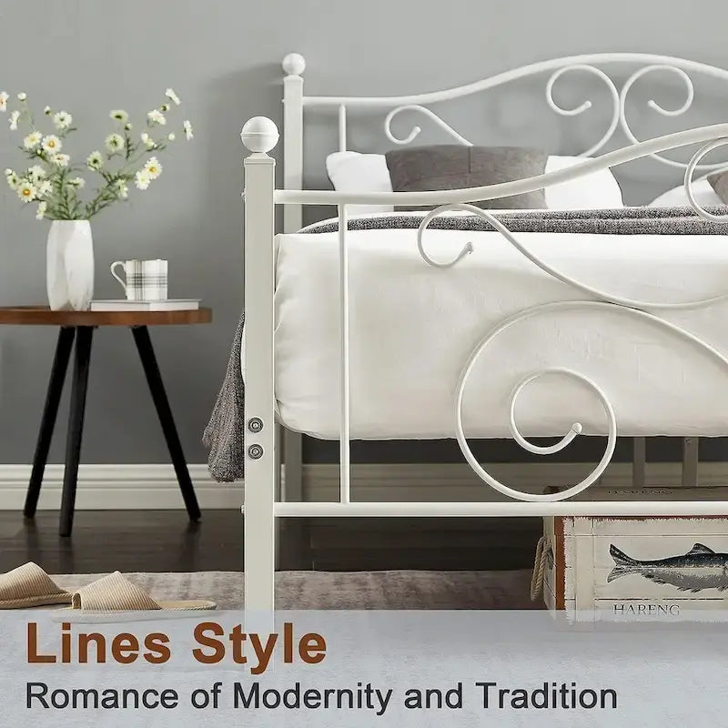 Javlergo Victoria Metal Platform Bed Frame with Headboard and Footboard