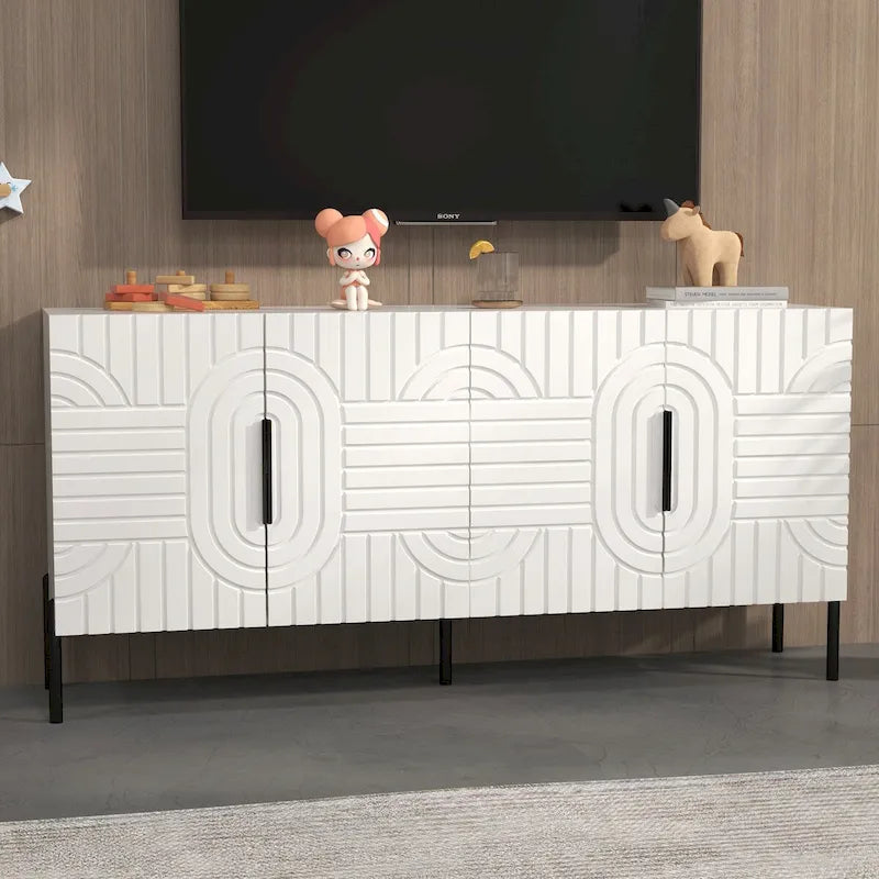 Chic Elegance 63-Inch White TV Stand - Fits Up to 65 TV - 63 in Width